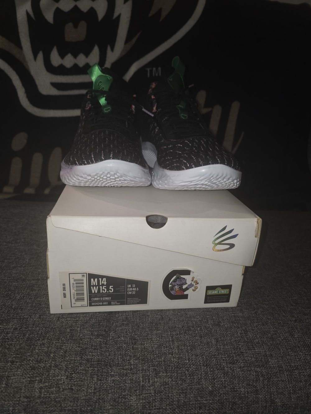 Under Armour Black Athletic Sneakers with Green Accents